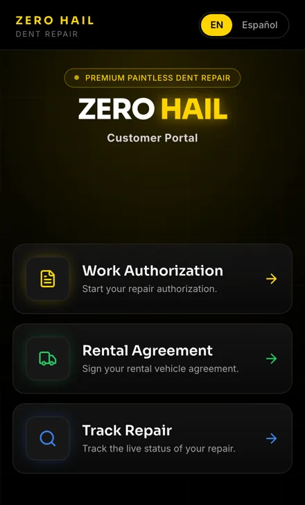 Live Zero Hail TX customer portal